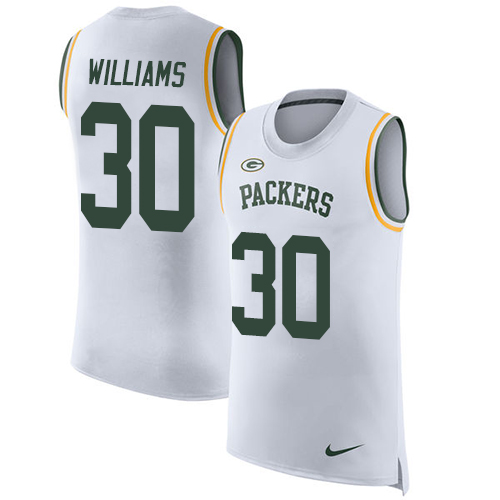 Nike Packers #30 Jamaal Williams White Men's Stitched NFL Limited Rush Tank Top Jersey - Click Image to Close